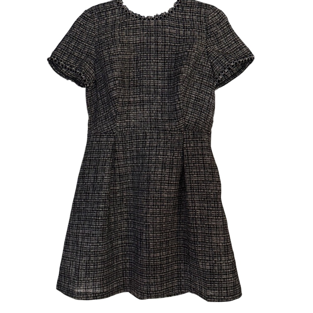 Solitaire Tweed Dress Pearl Trim Career Party Cocktail‎ Dress Size 6